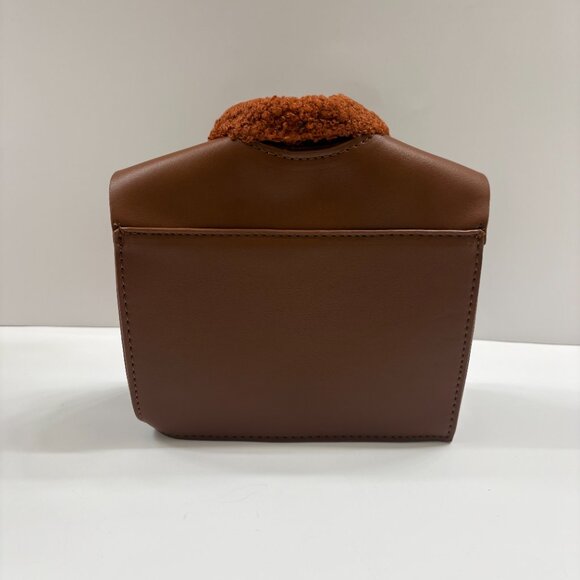 Leather Jacket Shaped Crossbody Bag/ Faux Fur & Leather Coat Purse - Brown NWT - Picture 4 of 9